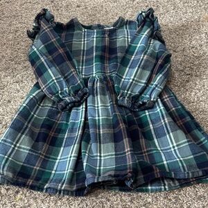 Next Cotton Plaid Long Sleeve Dress